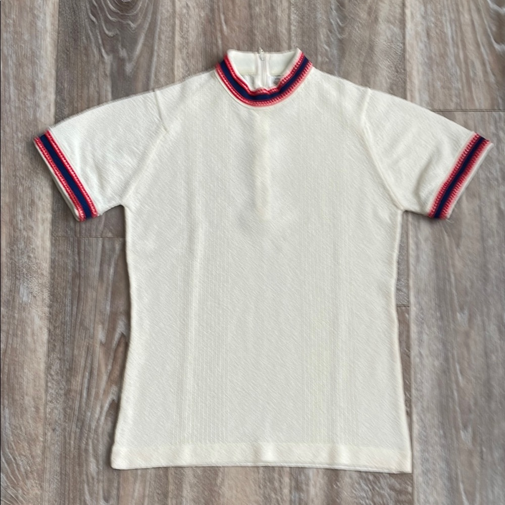 VTG Talbott Traveler Women’s M/34 Jacquard Knit Mock Turtleneck Short Sleeve Top